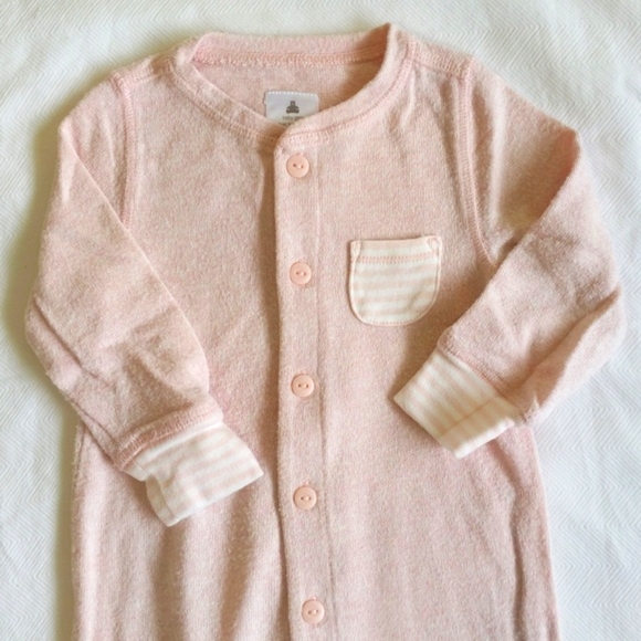 babyGap first favorites soft pink knit button close footie sleeper pajamas 3-6 m - Picture 2 of 5